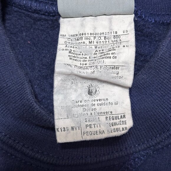 Vintage Carhartt Navy Crewneck Sweatshirt Small Unisex Embroidered Logo - Picture 7 of 12